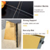 Table and chair set.63"x31.5x30"Black Texture With Lines Patterned Sintered Stone Table with Golden Stainless Steel Butterfly Legs.Paried With 4 Black High-quality PU Chairs With Golden Metal Legs.