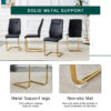 Table and chair set.31.5 Inch Elegant White Marble Pattern Round Dining Table - Suction Molding Annular Texture.Paired With 4 Black High-quality PU Chairs With Arched Golden Metal Legs.
