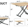 Modern minimalist multifunctional lift table with 0.8-inch MFC tabletop and black metal legs, can be used as dressing table, coffee table, dining table, and office desk.  LT-10055