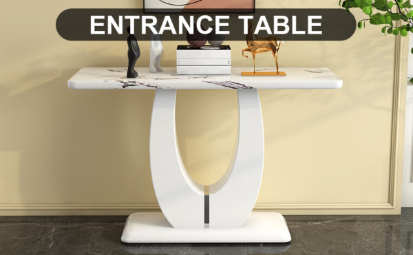 Modern Simple Glossy White Rectangular Counter Bar Table 47.24" x 18.11" x 29.52" For Living Room Bedroom Bedside Entrance House Balcony Office Bathroom. BT-1280