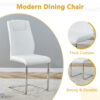 Table and chair set.55"x31.4" Cream-Style White MDF Dining Table Set with 6 White Chairs With Silver Metal Legs.MDF Tabletop and metal frame legs.Adding a warm and gentle atmosphere to your family.