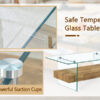 43.3 Inch Modern Two-Tier Coffee Table - Clear Tempered Glass and Natural Wood Grain, Multifunctional Storage Design.The bottom tier includes a drawer.Can be used as a coffee table,side table,etc.