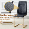 Table and chair set.71 * 35.4 inch rectangular dining table.Tempered Glass Tabletop,Golden 7-shaped Metal Table Legs.Paried With 6 Black High-quality PU Chairs With Arched Metal Legs.W1151S03301