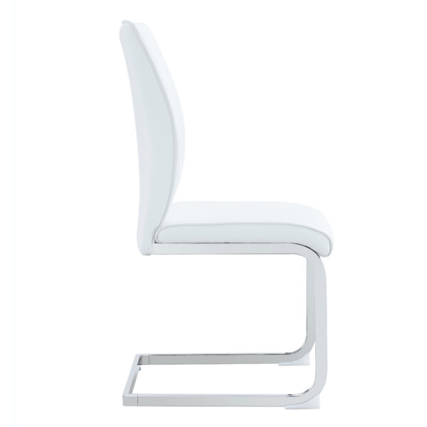 b496e9af6ca042edab41bdf384cc7230_8c40d5fa5e732aac6a72b341f7f0eb1d Luxury Simple Arch Chair - Set of 4 White PU Material High Resilience Dining Chair with Arched Metal Silver Leg.