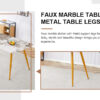 Modern minimalist dining table. White imitation marble pattern SINTERED STONE desktop with golden metal legs.62.2"*34.6"*30" F-001