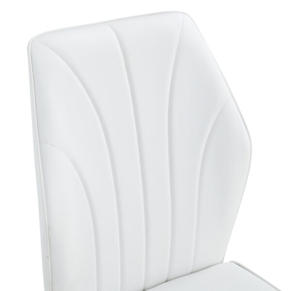 b4a1f9caf799445c9176e87a9777bc76_5d9e4c770173b8ef4cd1ab3df0205f33 4 modern dining chairs with stylish PU patterned backrest and black metal legs for a comfortable home experience in the kitchen, bedroom and office.