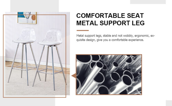 Modern and comfortable upholstered bar chairs, metal legs, small size bar chairs, suitable for part of the crowd, stylish design for dining room, kitchen, terrace and living room chairs.
