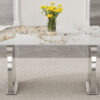 Modern rectangular dining table, imitation marbled rock plate table top, stainless steel table legs, suitable for kitchen, dining room, living room 63 inches * 31.4 inches.