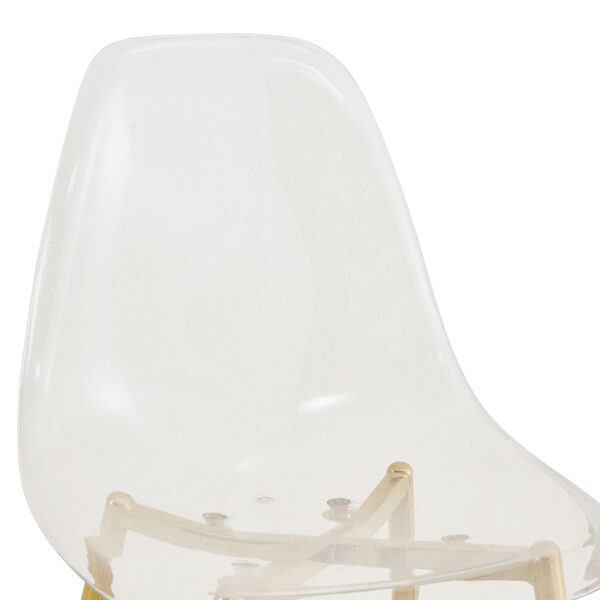 b509f0596d934d9489659cd2b5cfbffd_75475fd79d349e73930fea03fec26158 Transparent and stylish ergonomic dining chair unlocks a new experience of lightweight fashion, comfort, and stability. Transparent seat cushion, golden metal legs. One box of three.