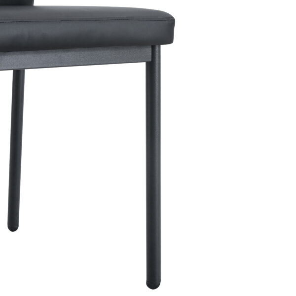 b552ab98a46d40839a13ff803a99d83c_ff46cb8b3e4b9200750054298e56eaa9 Luxury Simple Chair - Set of 6 BLACK PU Material High Resilience Dining Chair with Metal Black Leg.The Chair Back Has a Vertical Stripe Design With Smooth And Uniform Lines.