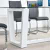 Glass Dining Table Large Modern Minimalist Rectangular for 6-8 with 0.4" Tempered Glass Tabletop and white MDF Trapezoid Bracket,For Kitchen Dining Living Meeting Room Banquet Hall F-1550