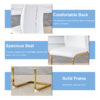 Luxury Simple Arch Chair - Set of 6 White PU Material High Resilience Dining Chair with Arched Metal Gold Leg.