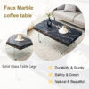 43.3"x23.6" Black Marble-Patterned MDF Coffee Table with Tempered glass legs.Suitable for Living Room.It can be used not only as a coffee table but also as a side table or display stand.