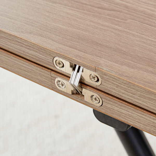 Modern minimalist multifunctional lifting table, with a 0.8-inch wood grain process sticker desktop and black metal legs, can be used as a dressing table, coffee table, dining table, and office table