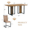 Table and chair set.67"x36" Wood-Textured MDF Dining Table Set with 4 Brown Fabric Chairs.MDF sticker,Wood colored texture sticker,Black C-tube dining chair legs,Suitable for kitchen,Dining room,etc.