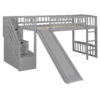 Stairway Twin Size Loft Bed with Two Drawers and Slide,Gray(OLD SKU:LT000515AAE)