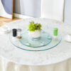 Double layer rotatable round glass.The rotatable design makes it more convenient to retrieve and place items.The upper glass has a diameter of 24 inches, while the lower glass15 inches.
