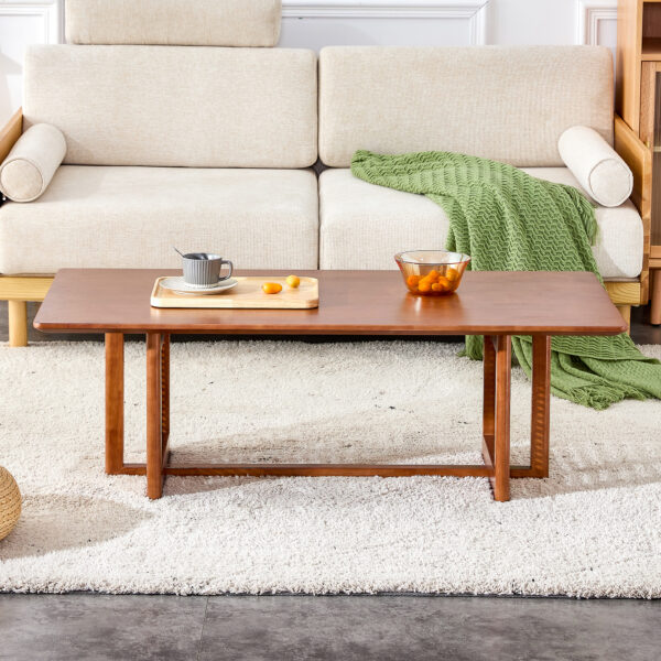 Chinese style log wind Imitation rattan Walnut color tea table rectangular solid wood coffee low table small family living room tea table