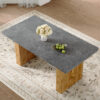 Large modern rectangular table with cement-grey patterned top and large MDF legs for kitchen, dining and living room to give a different atmosphere to the home environment.