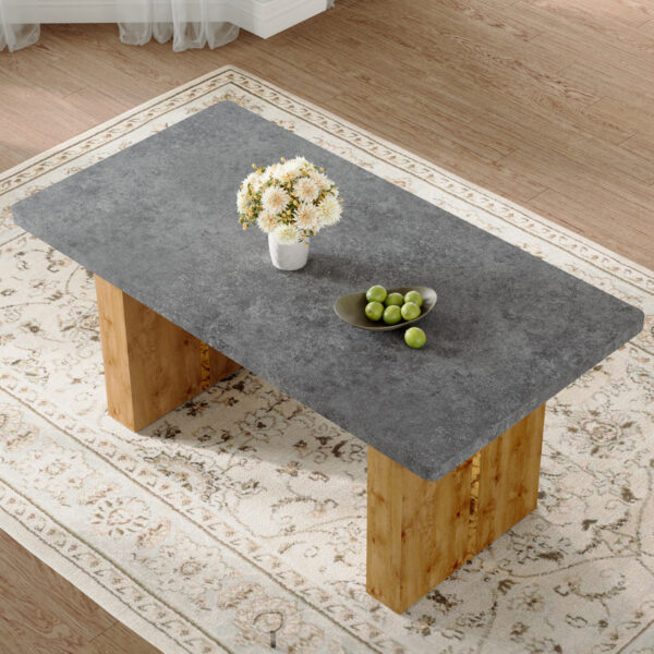 b6a8f9ede90640aaa481ec26533467d6_2f7cbf590ab6d02422a121f82278d9cc Large modern rectangular table with cement-grey patterned top and large MDF legs for kitchen, dining and living room to give a different atmosphere to the home environment.