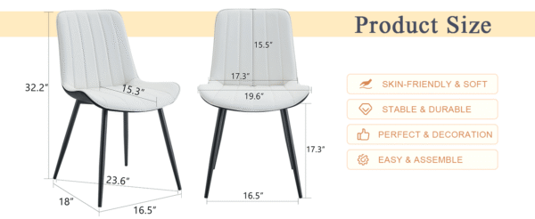 b6d5e97bff3a4006b1037afad415da58_e99b5a2d37c24ca84b64391ca46111a9 Extended Seat Cushion PU Dining Chair Set - Four Pieces.Smooth line design.Can integrate well into various modern home decoration styles.White and Black Splicing Colors.