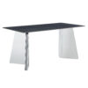 63"x31.5x30" Black Marble-Patterned Slab Dining Table with Stainless Steel Butterfly Legs.The tabletop is designed to be scratch and heat resistant.Slabs Tabletop,Stainless Steels Legs.