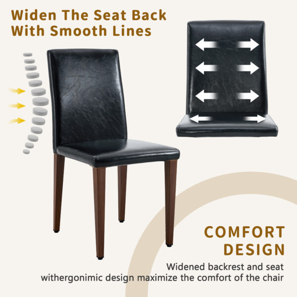 b6f83f3cb7f144f8bfa0d8e68fb01ed8_6b216d07e8f53046c4f4dbc8ab9f9e11 Table and chair set.79"x31.5" Inch Tempered Glass Tabletop With X-shaped Black Metal Table Legs,Wood Grain Textured MDF Crossbeam.Paired With 10 Black PU Dining Chairs with Walnut Color Metal Leg.