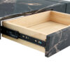 43.3 Inch Modern Two-Tier Coffee Table - Clear Tempered Glass and Black Marble Texture, Multifunctional Storage Design.The bottom tier includes a drawer.Can be used as a coffee table,side table,etc.