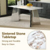 63"x31.5x30" Luxurious Cold Jade Sintered Stone Dining Table with Silver Stainless Steel Butterfly Legs.The tabletop is designed to be scratch and heat resistant.Sintered Stone Tabletop.