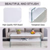 Double rectangular coffee table. The board surface is MDF, with white stickers, and both sides are transparent tempered glass. Suitable for living room, bedroom and other occasions.
