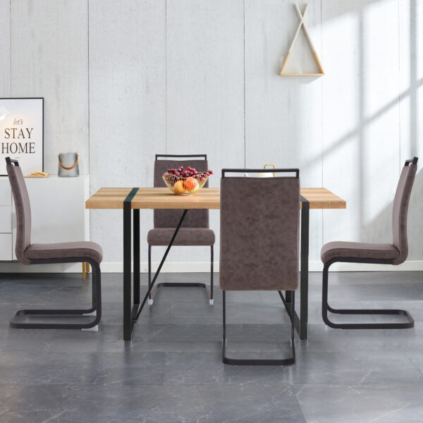 Rustic Industrial Rectangular Wood Dining Table For 4-6 Person, With 1.5" Thick Engineered Wood color Tabletop and Black Metal Legs,Desk For Kitchen Dining Living Room, 55.1" x 31.4"x 29.9"1529W115172
