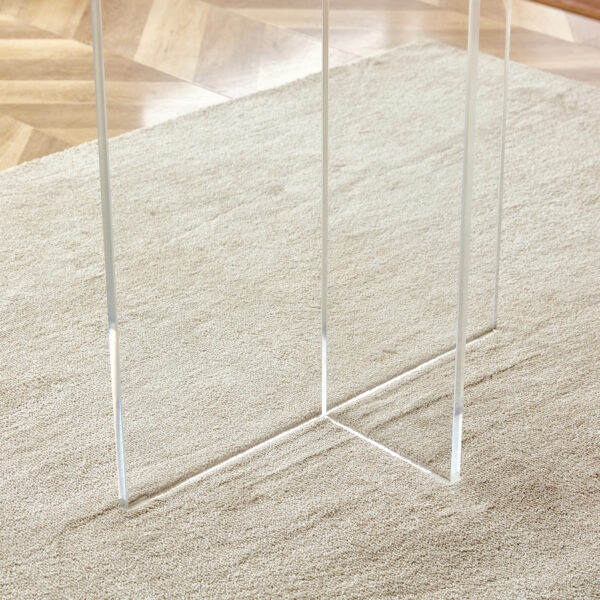 A modern minimalist wooden table with acrylic legs and rectangular tables. Computer desk. Dining table. Suitable for restaurants, living rooms, and kitchens. F-1298
