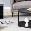 Modern Minimalist Black Hexagonal Coffee Table Set.Hexagonal MDF coffee table, characteristic pattern stickers, multi-hole design to give more storage space.Two coffee tables of different sizes.