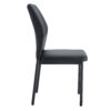 Luxury Simple Chair - Set of 6 BLACK PU Material High Resilience Dining Chair with Metal Black Leg.The Chair Back Has a Vertical Stripe Design With Smooth And Uniform Lines.