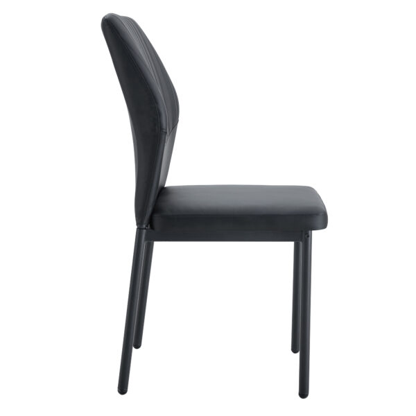 b7cca04b2ed1479499115777d3fccb35_fd4015b4e7199a1eb3d5c0ac568e68bc Luxury Simple Chair - Set of 6 BLACK PU Material High Resilience Dining Chair with Metal Black Leg.The Chair Back Has a Vertical Stripe Design With Smooth And Uniform Lines.