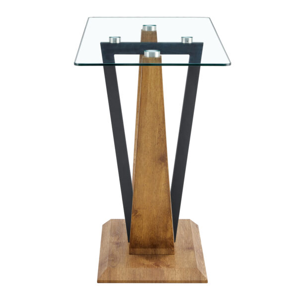 b8276a9f2f1a40f39ae39b733f15b506_bb5bcf1368101be25469acb5915727f0 Modern minimalist rectangular glass table with 0.39 "tempered glass top and MDF wood grain sticker legs, suitable for entrance and living room.