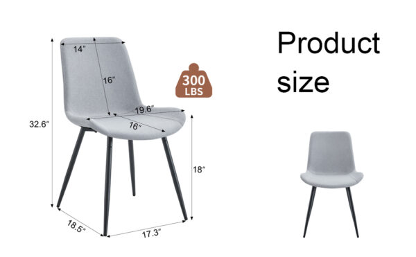 b82dfb2223fc4ac4ba3a75bcef0e6c98_1a68455892ef0d739b8a5ff07769369a Comfortable Linen-Cotton Dining Chair Set - Six Pieces in Light Gray.Integrated Seat and Backrest,Linen-Cotton Material,Curved Widened Cushion Design For More Comfort.