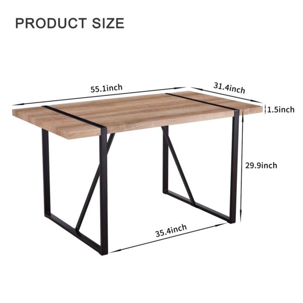 Rustic Industrial Rectangular Wood Dining Table For 4-6 Person, With 1.5" Thick Engineered Wood color Tabletop and Black Metal Legs,Desk For Kitchen Dining Living Room, 55.1" x 31.4"x 29.9"1529W115172