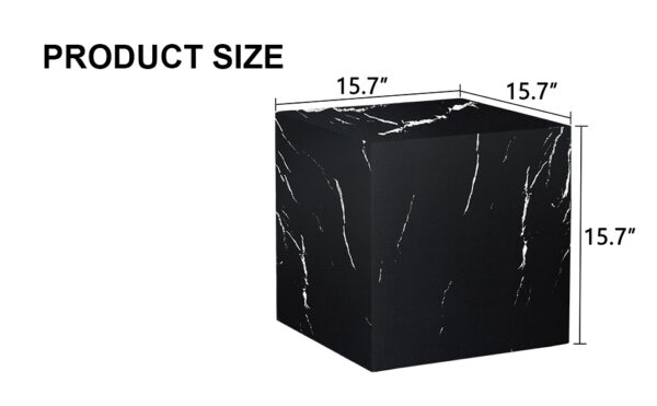 b85ee88e15124586be44113ac17952d2_b27d85d9413e3c65d7f1ae817c150ed5 15.7*15.7*15.7 Inch Black Marble Texture MDF Coffee Table - Luxurious Design, Perfect Living Room Accent.Cube fashion texture design coffee table, suitable for various situations and scenes.