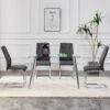 Modern Dining Chairs with Faux Leather Padded Seat Dining Living Room Chairs Upholstered Chair with Metal Legs Design for Kitchen, Living, Bedroom, Dining Room Side Chairs Set of 4 (Grey+PU)C-001