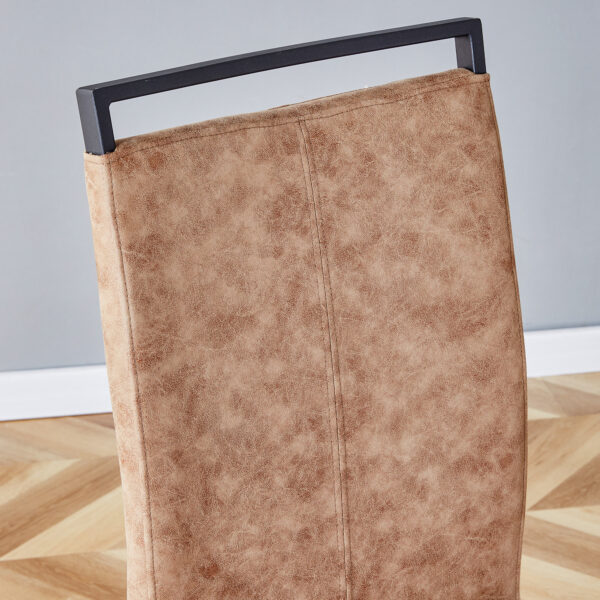 b872e78521804b159af63669c83bbdb6_20240408_d148199b36c4461d25e2ccc7a1251a9d Modern Dining Chairs, Technology cloth High Back Upholstered Side Chair with C-shaped Tube Black Metal Legs for Dining Room Kitchen Vanity Club Guest Office chair (Set of 4)Brown 1162
