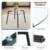 Modern simple style round transparent tempered glass table, tempered glass table top, black metal legs, suitable for kitchen, dining room and living room, 40 "*40" *29.5 "1123r
