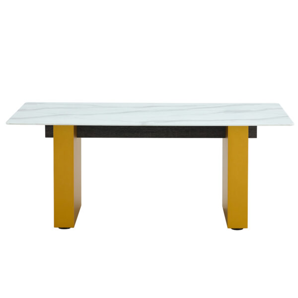 b89ba5b39f6843b08ea1cae330419c8b_e7e8c713c0ccc823611dfde2beee346f Modern minimalist Tempered glass with sticker desktop coffee table and dining table, paired with golden MDF decorative columns. Computer desk. Game table. CT-1546