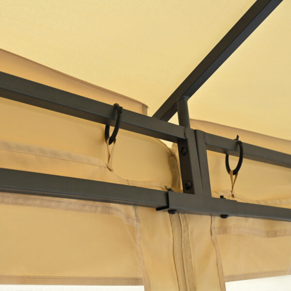 TREXM 10x12 Outdoor Gazebo Tent with Double Roofs, Patio Gazebo with Mosquito Netting, Patio Canopy for Backyard, Garden, Lawn and Deck (Beige)