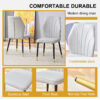 4 light gray modern dining chairs with stylish PU patterned backrest and black metal legs for a comfortable home experience in the kitchen, bedroom and office.