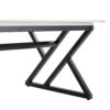 A coffee table is made of rock slab material, with a natural and smooth marble pattern on the surface, which complements the modern design of the black metal legs and adds a touch of fashion.47*23.6