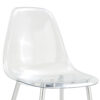 Table and chair set.Modern Luxurious white Marble-Patterned Tempered Glass Dining Table with 6 Transparent Plastic Chairs with silver legs.Single fork silver metal table legs.