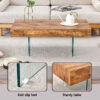 Natural Style MDF Coffee Table - 39.3"x21.6" with Tempered Glass Legs.Density Board Sticker,Reinforced Glass.