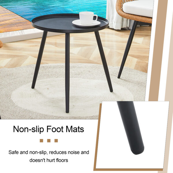 b96dbdd8f67b411d94a5d5f6f2bee84d_0651313515f3ad961ff6cbe868e8dc63 Modern 3-Piece Set: 17.7" Anti-Spill Round Coffee Table + 2 Rattan Swivel Chairs, Outdoor Patio Furniture for Tea Time.Suitable for Various Outdoor Venues.3-piece Set Packaged As A Single Package.