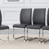 Luxury Simple Arch Chair - Set of 4 Dark Gray PU Material High Resilience Dining Chair with Arched Metal Silver Leg.Crazy Horse Texture PU Dining Chairs.
